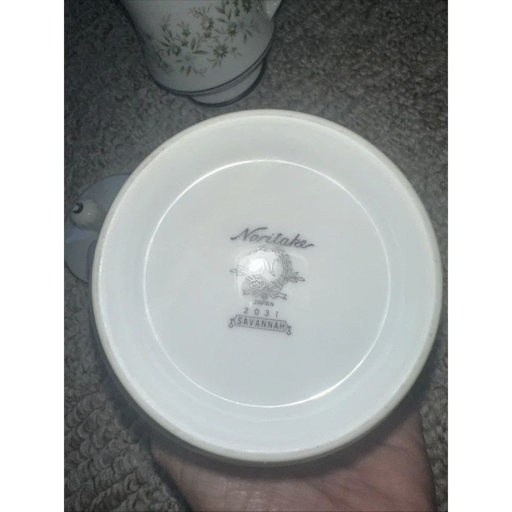 Noritake Savannah Platinum Covered Sugar Bowl‎ Creamer Floral 2031 Fine China
